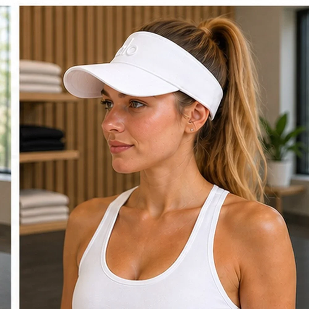 ALO Yoga White Gym Open Top Visor Hat Activewear
